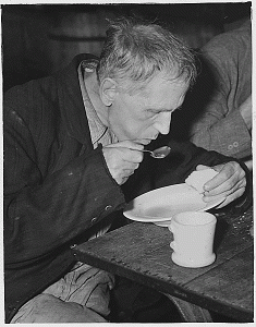 A soup kitchen in the 1930s.